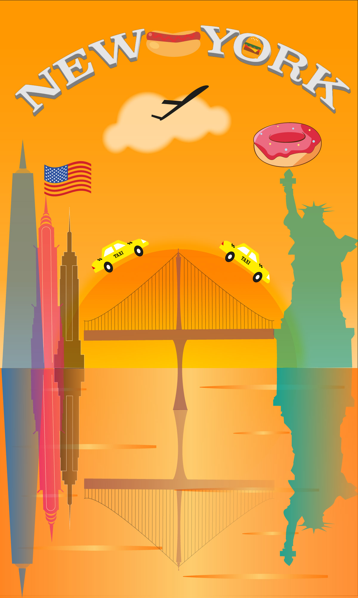 affiche New York silhouette ville illustrator graphisme