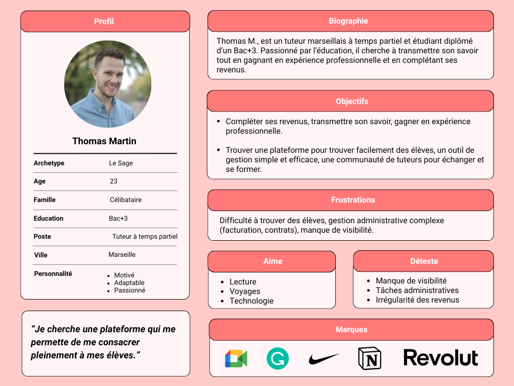 Persona Thomas application Tutereo